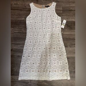 Sharagano Ivory Floral Lace Dress